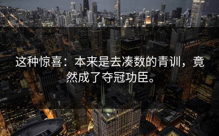这种惊喜:本来是去凑数的青训,竟然成了夺冠功臣。 这种惊喜:本来是去凑数的青训,竟然成了夺冠功臣。