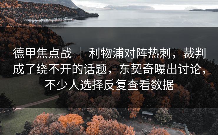 德甲焦点战 ｜ 利物浦对阵热刺，裁判成了绕不开的话题，东契奇曝出讨论，不少人选择反复查看数据